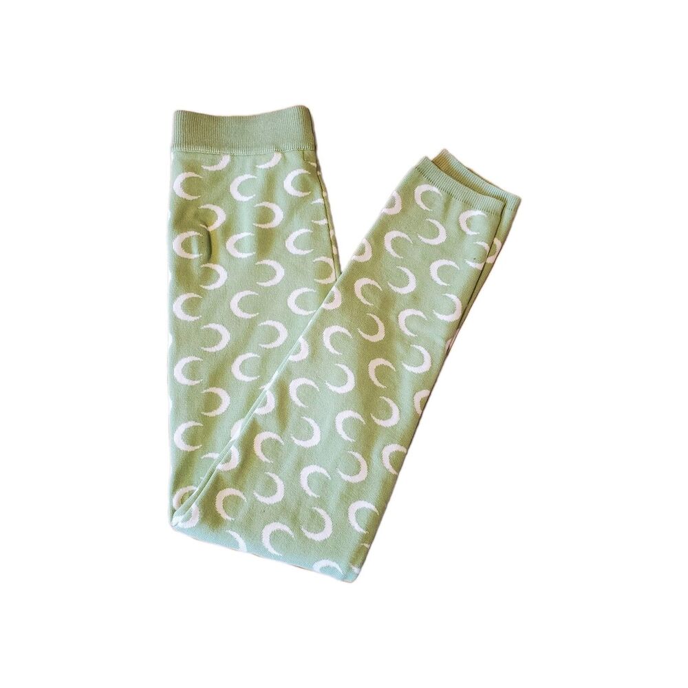 Immodel Sage Green Crescent Moon Knit Leggings Size M Whimsical Celestial Casual